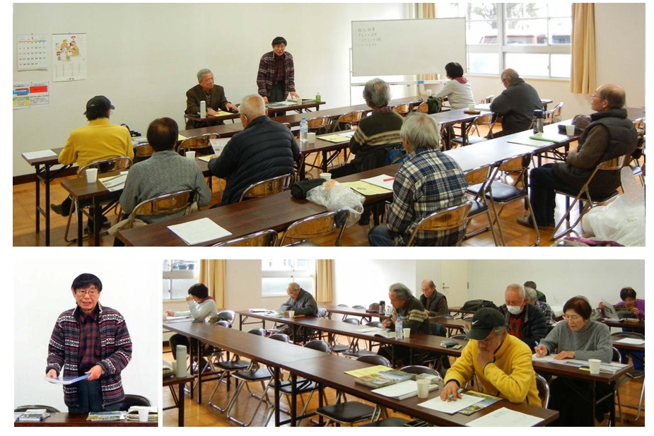 ▲講師：金田敦男氏（日本鳥類保護連盟専門委員・八幡自然塾顧問）　演題：鳥あれこれ