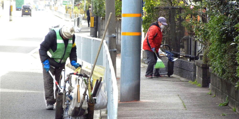 ▲3月20日(祝) 府道の清掃 (八幡三本橋付近)